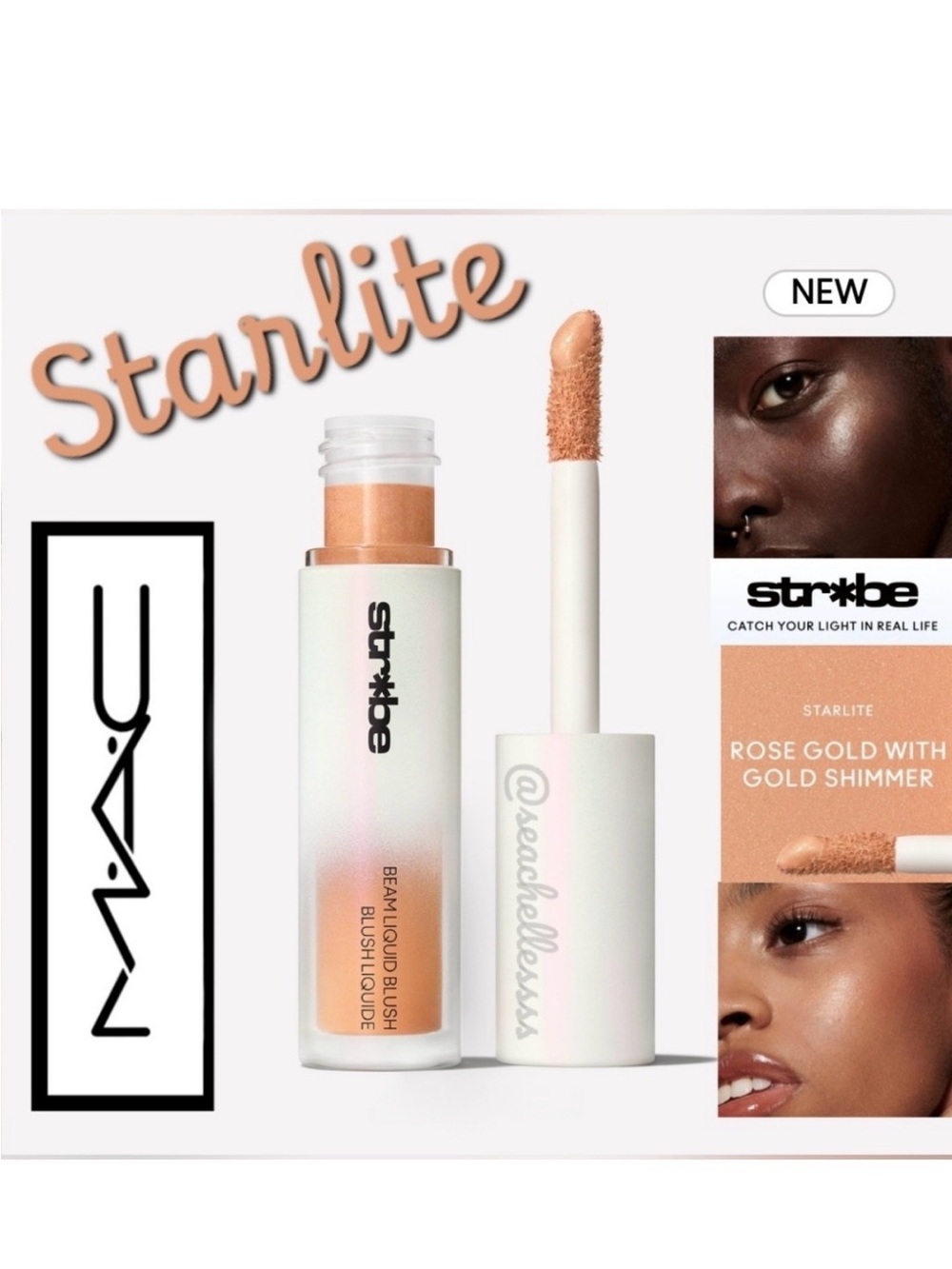 MAC Starlite Strobe Beam Liquid Blush Rose Gold Brand New In Box Full Size